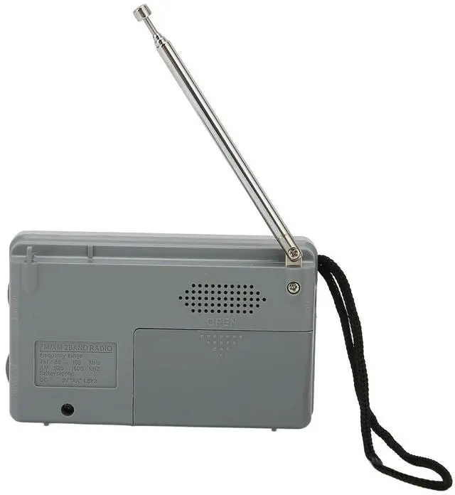 Alt view image 3 of 3 - Universal AM FM Transistor Radio DSP Chip Portable Pocket Mini Radio with Loudspeaker Headphone Jack Silver Gray Not