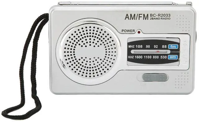 Alt view image 2 of 3 - Universal AM FM Transistor Radio DSP Chip Portable Pocket Mini Radio with Loudspeaker Headphone Jack Silver Gray Not