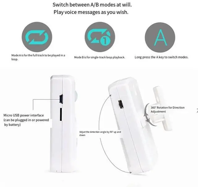 Alt view image 3 of 7 - MP3 Infrared Doorbell Wireless PIR Motion Sensor Voice Prompter Welcome Door Bell