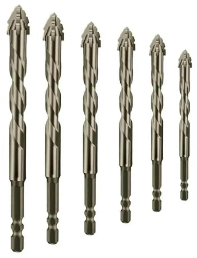Main image of 6pcs Eccentric Drill Bits with 4 Flute Sawtooth for Wood l Stone Glass Concrete Brick Drilling Sizes 4/5/6/8/10/12mm