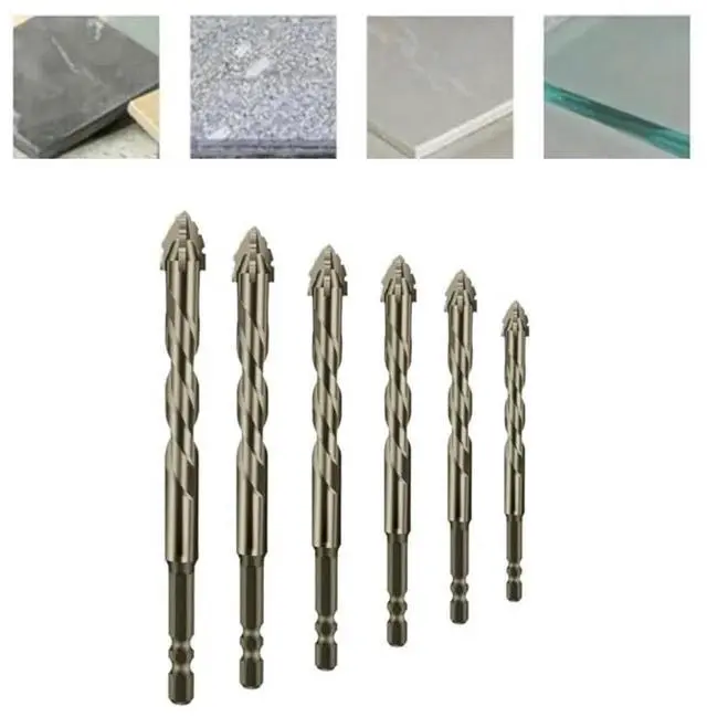 Alt view image 3 of 6 - 6pcs Eccentric Drill Bits with 4 Flute Sawtooth for Wood l Stone Glass Concrete Brick Drilling Sizes 4/5/6/8/10/12mm