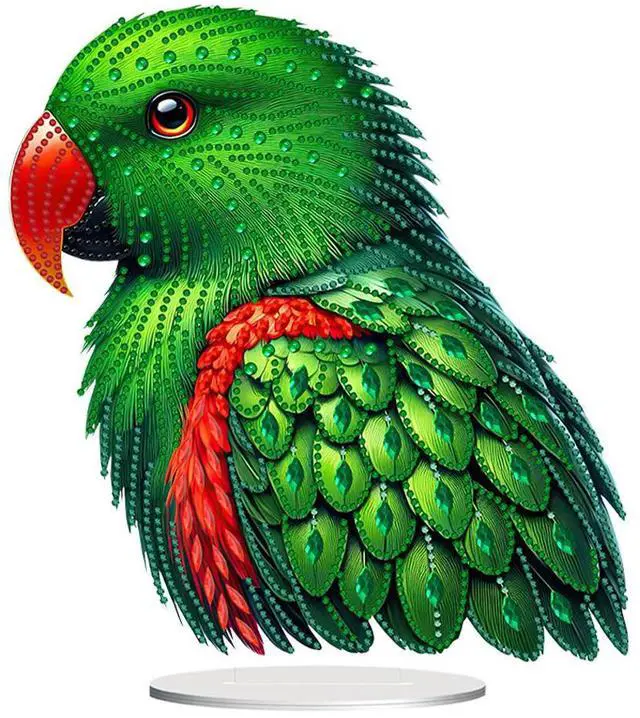 Alt view image 5 of 6 - Acrylic Special Shape Parrot Table Top Diamond Painting Ornament Kits Desktop Diamond Art Kits Rhinestones Desktop Ornaments