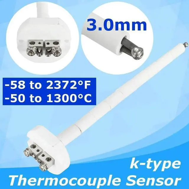 Main image of High Temperature K Type Thermocouple Sensor Two-hole Insulator With 9 Ceramic Tube Kiln Furnace 2372F 1300C 3mm