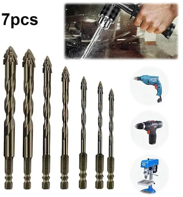 Alt view image 4 of 6 - 7Pcs Four-Flute Sawtooth Eccentric Drill Bit Hexagonal Shank Oblique Eccentric Twist Drill Bit 3/4/5/6/8/10/12 Mm for Wood l