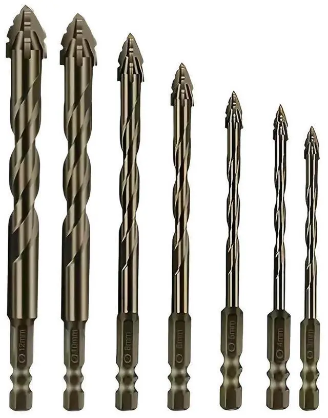 Alt view image 5 of 6 - 7Pcs Four-Flute Sawtooth Eccentric Drill Bit Hexagonal Shank Oblique Eccentric Twist Drill Bit 3/4/5/6/8/10/12 Mm for Wood l
