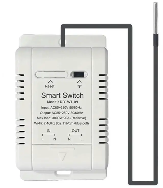 Alt view image 2 of 4 - Temperature Switch with 2M Sensor EWelink 20A Thermostat Temperature Switch Supports Voice Control