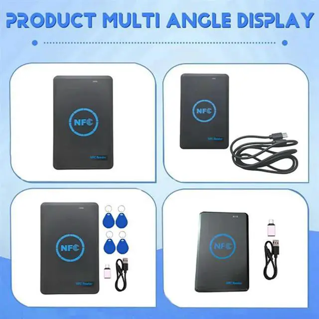Alt view image 4 of 4 - 5-Band NFC Chip Reader/Writer +4XCUID Keychain 125K 13.56M Copier HID Duplicator Tag Clone ID IC Keychain Key Copy