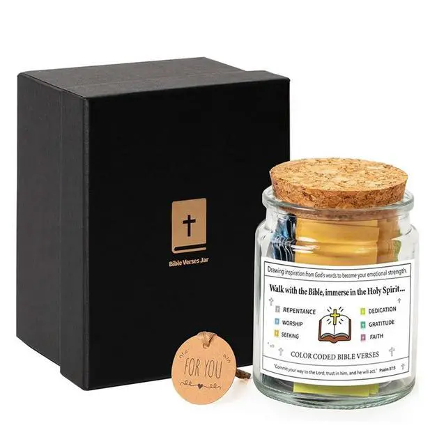 Alt view image 5 of 6 - Bible Verses in A Jar Bible Verse Jar Christian Scripture Jar Christian Cards Jar Prayer Request Cards for Daily Reflection