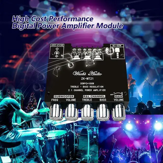 Alt view image 6 of 6 - ZK-MT21 Bluetooth-compatible 2.1 Channel Bass Power Subwoofer Amplifier Board