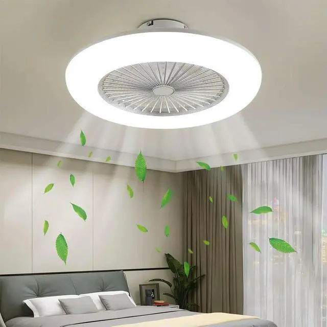 Alt view image 5 of 5 - Ceiling Fan with Light Dimmable LED Ceiling Lamp with Remote Control Modern Ceiling Fan Dimmable for Living Room Dining Room