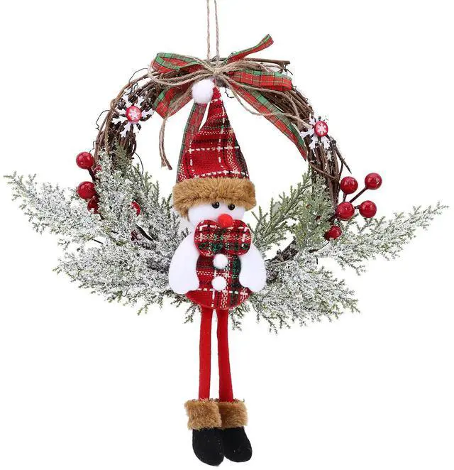 Alt view image 4 of 6 - Christmas Snowman Hanging Garland Multifunctional Holiday Art Wreath Decorative Festival Theme for Holiday Indoor Outdoor Decor