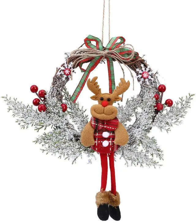 Alt view image 6 of 6 - Christmas Snowman Hanging Garland Multifunctional Holiday Art Wreath Decorative Festival Theme for Holiday Indoor Outdoor Decor