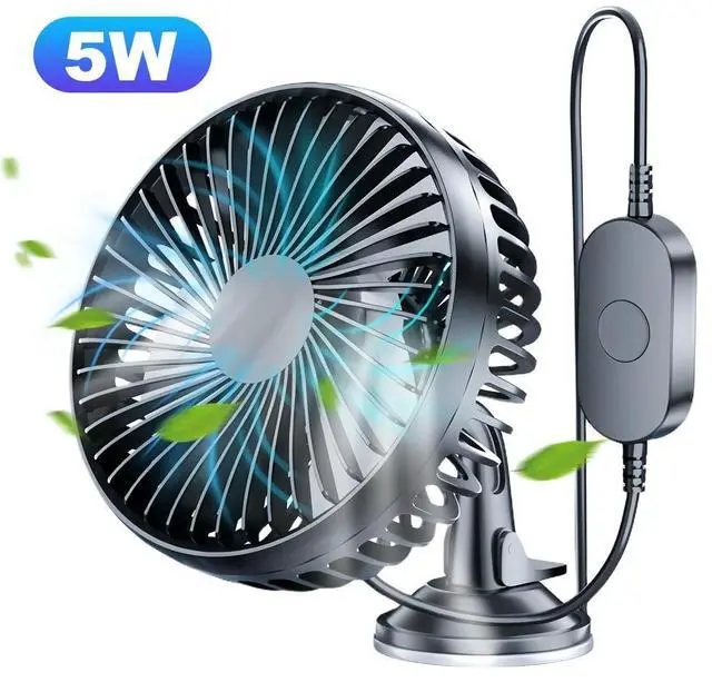 Alt view image 4 of 6 - USB Single Head Car Fan 360 Degree All-Round with Suction Cup Windshield Desk Fan Mini Car Air Cooling Fan for Car Truck SUV RV