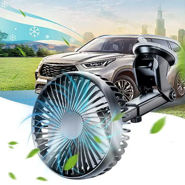 Alt view image 2 of 6 - 12V/24V Car Cooling Fan USB Suction Cup Auto Cooler 360 Degree Adjustable Car Dashboard Fan 3 Speeds Auto Single Head Fan