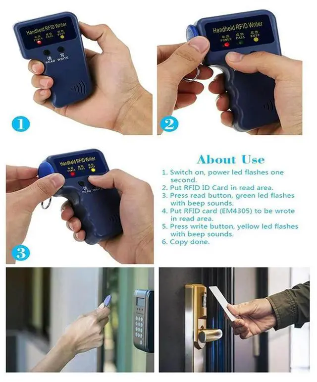 Main image of 2X Handheld 125Khz RFID Reader Writer Duplicator Copier, Upgrade ID Card Cloner Programmer, With 20Pcs Rewritable Cards