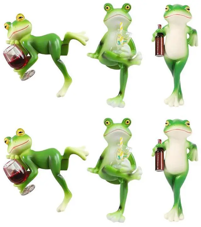 Alt view image 3 of 6 - Resin Hanging Frog Figurine Planter Hugger Small Frog Figurine Miniature Frog Figurine for Flower Yard Lawn Ornament