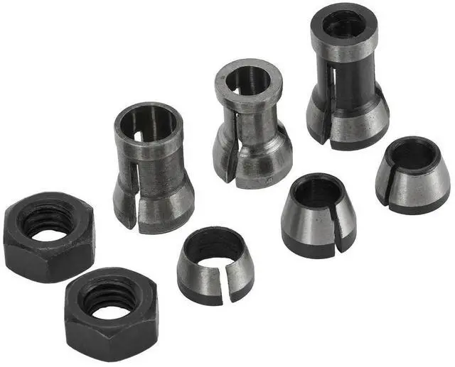 Alt view image 2 of 6 - 8pcs Router Bit Collet Chuck Adapter CNC With Clamping Nuts 6/6.35/8mm For Engraving Machine Wood Router Trimming Power Tools