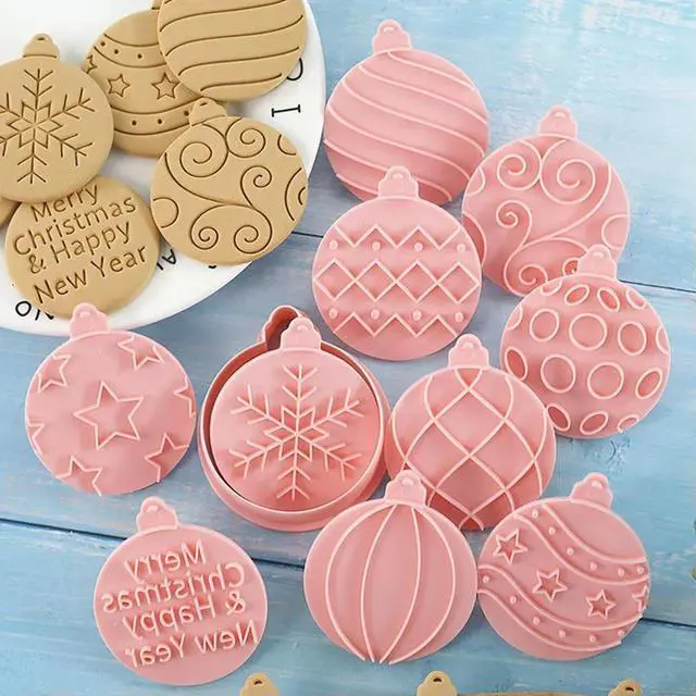 Alt view image 2 of 6 - Cookies Cutter Christmas Dough Stamp Plastic 3D Cartoon Pressable Biscuit Confectionery Baking Pastry Bakeware Party Decor