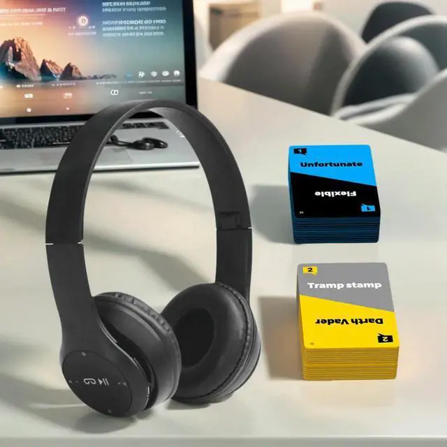 Alt view image 3 of 6 - Lip Reading Party Games & Headphone Funny Phrase Combos - Card Games What She Said Game Includes 100 Cards for Adults & Friends