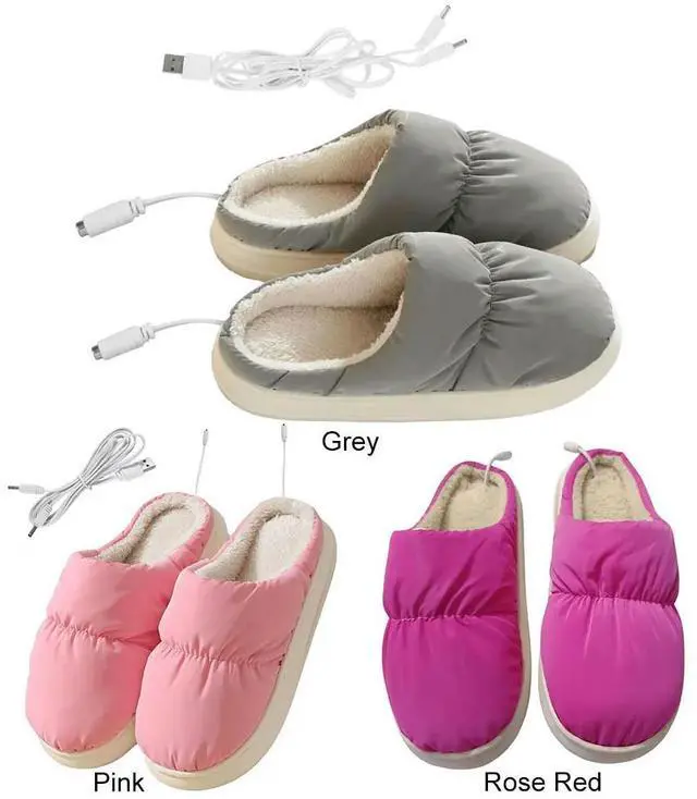 Alt view image 5 of 6 - Electric Heating Slippers Adjustable Temperature Heated Slipper Boot Plush Heated Slippers Winter Heated Boots for Home Office