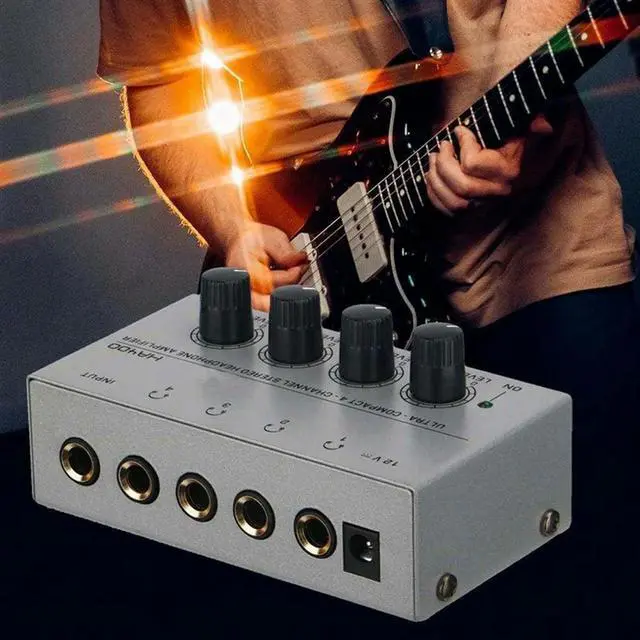 Alt view image 2 of 4 - HA400 l Stereo Audio Headphone Amplifier, 4 Channels, For PC, Guitar, Sound Mixer - EU Plug Version