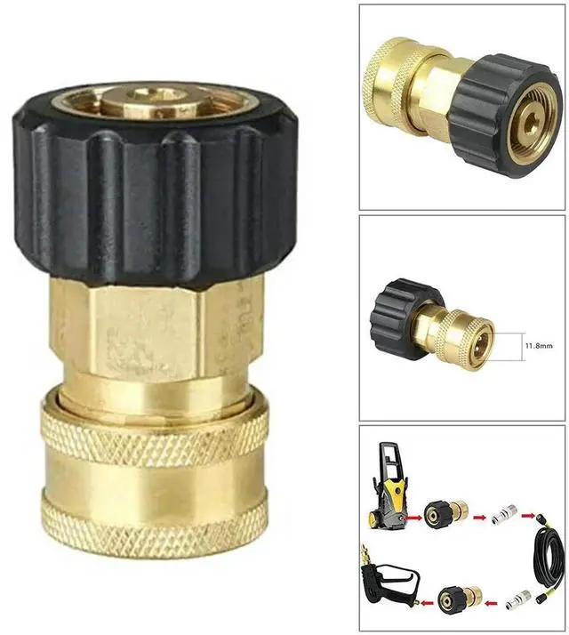 Main image of Copper 1/4 Inch High Pressure Quick Connector Car Washer Adapter Water Gun Hydraulic Couplers Couplings M22 15mm Female