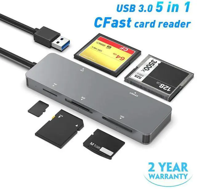 Alt view image 5 of 6 - 5 in 1 USB 3.0 USB / Type-C Card Reader for CFast/CF/XD/Secure Digital/TF for Household Computer Accessories