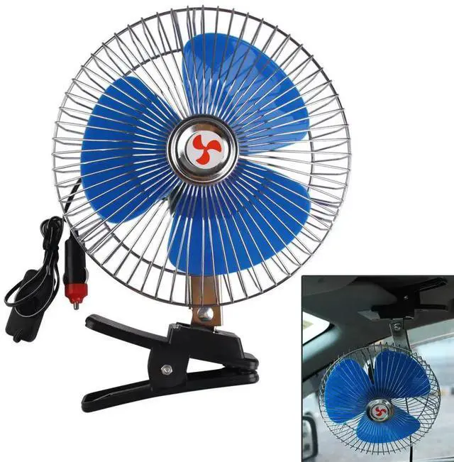 Alt view image 5 of 6 - 8 Inch 12V Car Oscillating Fan with Cigarette Lighter Portable Car Fan 25W Mini Car Cooling Fan for Truck Dashboard