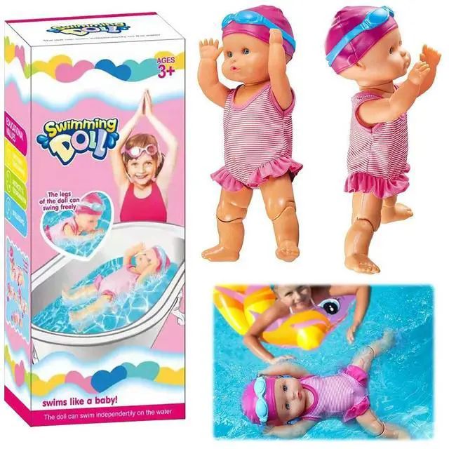 Alt view image 6 of 6 - Swimmer Doll Waterproof Kids Bathroom Bath Toy with Movable Joint and Detachable Suit Baby Bathtub Toy Birthday Gift for Kids