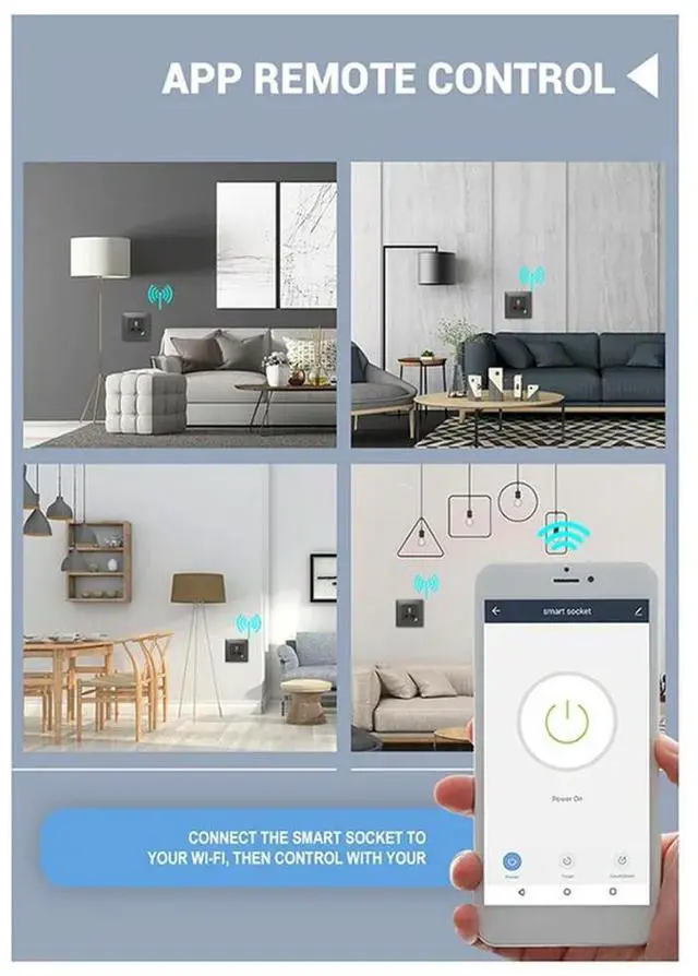 Alt view image 2 of 7 - Tuya Power Socket Universal Plug 16A Life Electrical Outlets Voice Control For Google Home