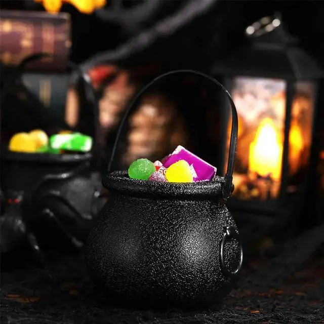 Alt view image 3 of 3 - 24Pcs Mini Candy Kettles Witch Skeleton Cauldron Holder Pot With Handle For Halloween Easter St Patrick's Day Party