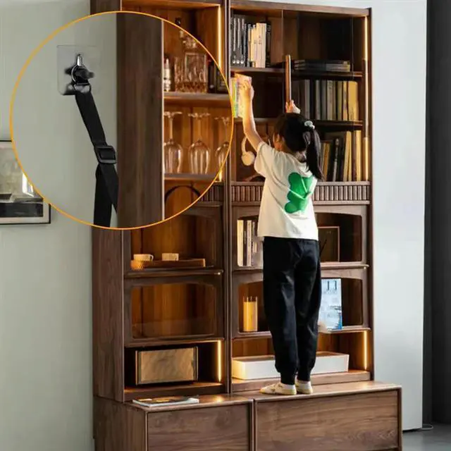 Alt view image 3 of 3 - 4 PCS TV Adjustable Safety Straps Earthquake Straps,No Drill Adhesive Anti Tip Furniture Anchors Flat Screens To Wall