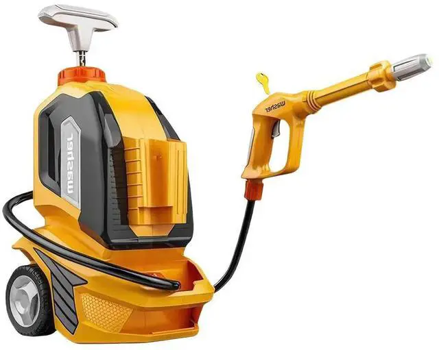 Alt view image 5 of 6 - Kids Water Pressure Washer Tools and Toys Car Washer with Scraper Sponge Towel Role Playing Toy Water Gun Kid Cleaning Toy Set