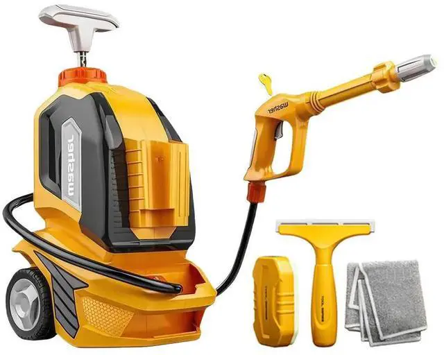 Alt view image 6 of 6 - Kids Water Pressure Washer Tools and Toys Car Washer with Scraper Sponge Towel Role Playing Toy Water Gun Kid Cleaning Toy Set