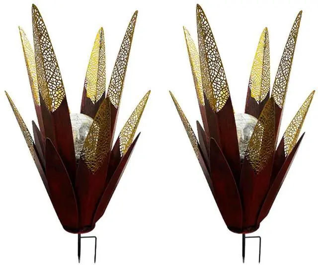 Alt view image 5 of 6 - 2Pcs l Agave Garden Sculpture Hand Painted l Agave Garden Ornaments Multi-Color LED Solar Light Tequila Plant Home Decor