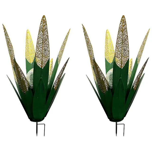 Alt view image 6 of 6 - 2Pcs l Agave Garden Sculpture Hand Painted l Agave Garden Ornaments Multi-Color LED Solar Light Tequila Plant Home Decor