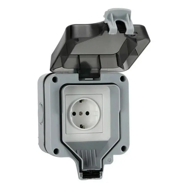 Alt view image 4 of 6 - EU Type 1gang Switch Socket Box IP66 Waterproof Rated 16A for Outdoor and Bathroom Use with Anti Dust and Rain Sealing System