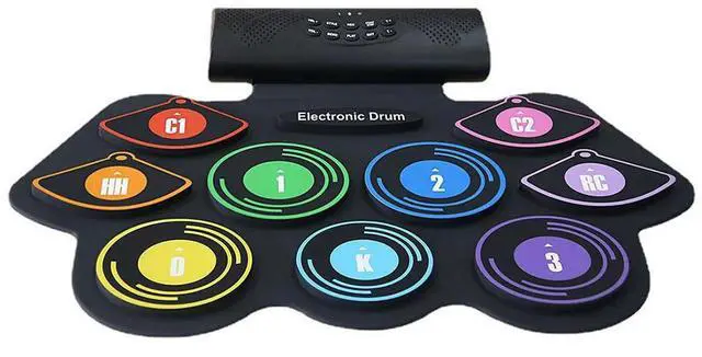 Alt view image 6 of 6 - 9 Pads Roll Up Drum Kit Built-in Speaker Electronic Roll Up Drum Pad Set with Drumsticks Sustain Pedal for Kids Beginners