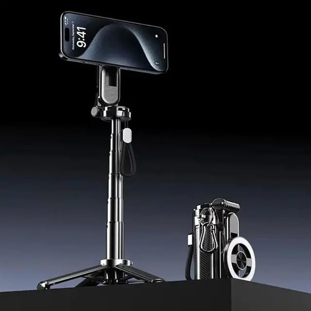 Alt view image 3 of 3 - Bluetooth Remote Controlled 4 In 1 360° Magnetic Rotating Selfie Stick Tripod Stand For Magsafe Telescoping Phone Mount