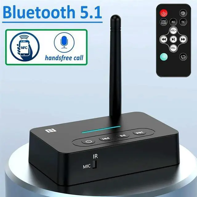 Alt view image 2 of 3 - Bluetooth 5.1 Audio Adapter With NFC AUX 3.5Mm Mic Remote - Wireless Music Transmitter & Receiver For TV