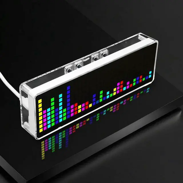 Alt view image 2 of 7 - LED Music Spectrum Sound Display Electronic Clock RGB Colorful Light Pickup Atmosphere Lamp Level Indicator