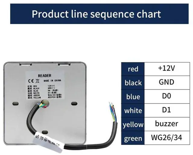 Alt view image 3 of 4 - T886R RFID Card 125Khz Proximity Card Access Control Slave Reader Wiegand 26 Output Waterproof For Access Controller