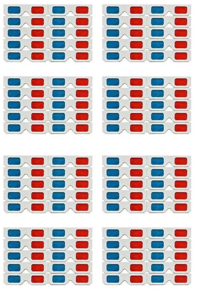 Main image of 3D Glasses, 80X Red And Blue Paper Stereo Lenses For Movies Set Anaglyph Paper 3D Glasses