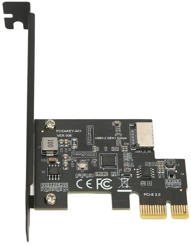 Alt view image 3 of 3 - PCIE to USB 3.2 Expansion Card Black 5Gbps High Speed PCIE X1 to USB3.2 Gen1 TYPE E 20PIN Expansion Riser Card For Desktop Front