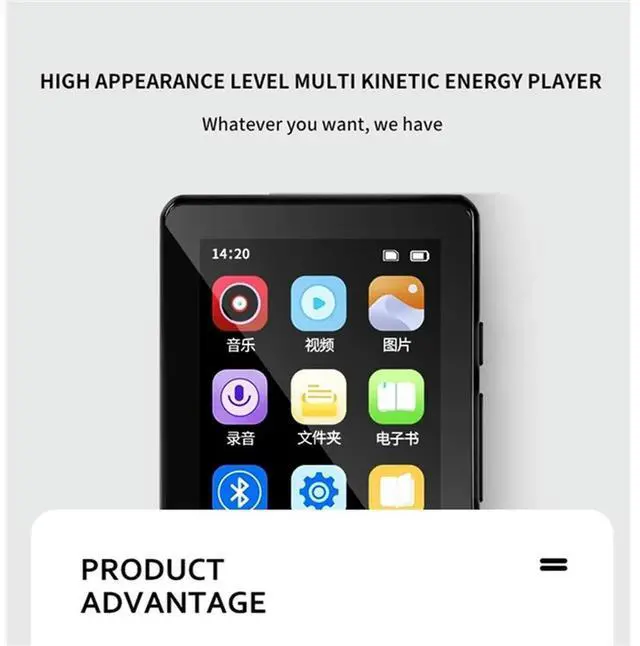 Alt view image 2 of 3 - Ebook/Recorder FM Walkman 2.5-Inch l Full Screen MP3 Music Player Bluetooth 5.0 External Play Mini Portable MP4