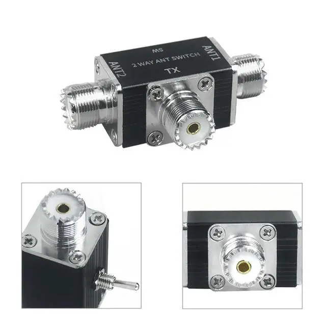 Alt view image 2 of 7 - 2-Way Manual Coaxial Antenna Switch Rotary Switch Withoff/Ground Protection 1 Input & 2 Outputs Coaxial Switch SO-239 Conne