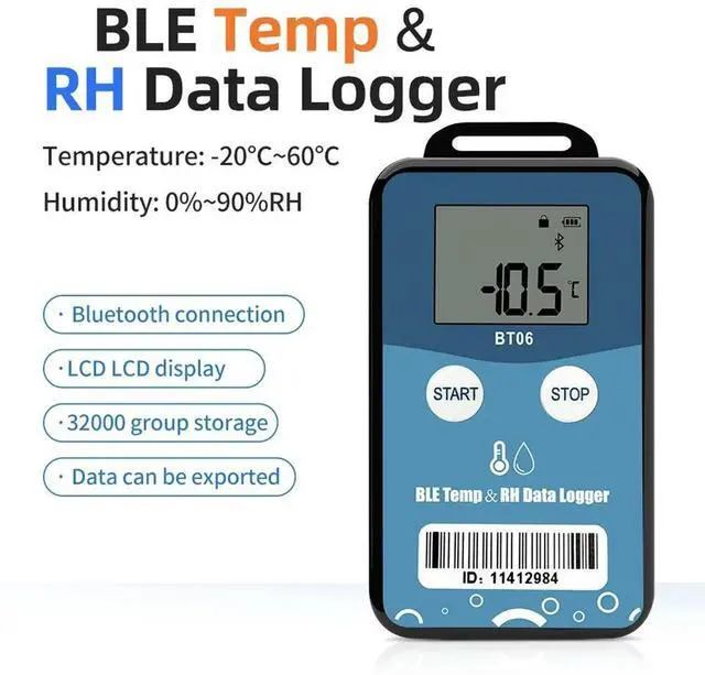Alt view image 2 of 7 - BT06 Mini Humidity Temperature Data Logger Digital 32000 Point Internal Sensor Long Distance Bluetooth Recorder