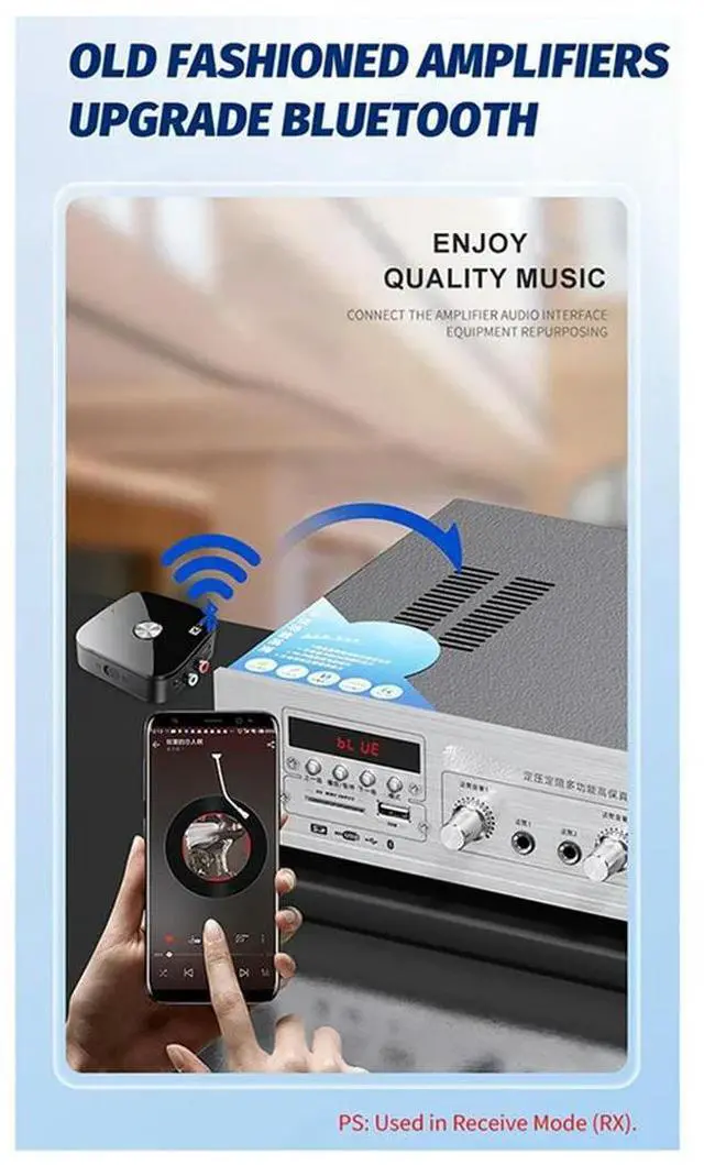 Alt view image 2 of 6 - 2-In-1 Bluetooth Receiver & Transmitter 5.4 Supports One-To-Two Qualcomm Chips CSR Audio Converter APTX