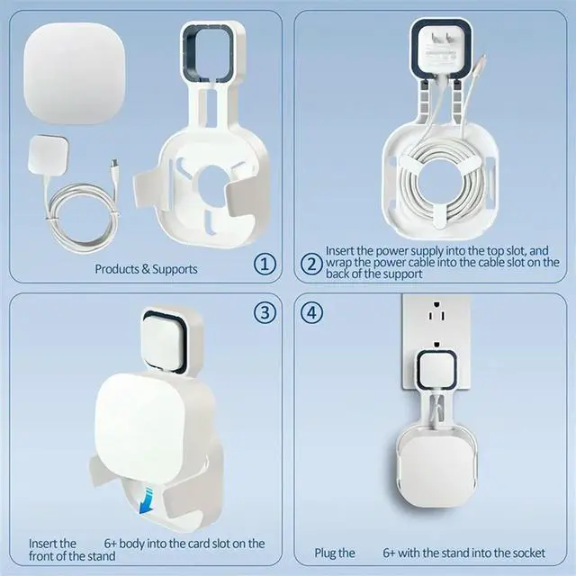 Alt view image 2 of 7 - 2X Wall Mount Bracket For Eero 6+ Dual-Band Mesh Wi-Fi 6+ Router, Sturdy Socket Bracket, Space Saving, Wire Management