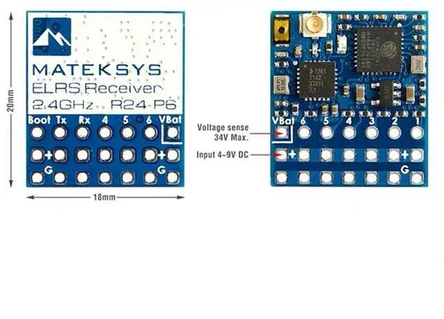 Alt view image 2 of 3 - For MATEK ELRS-R24-P6 ELRS 2.4Ghz Receiver With Antenna Connector Support 2-8S Vbat Voltage Sense For RC FPV Drone
